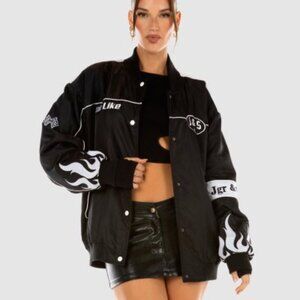 Jagger & Stone Ryder Moto Bomber Jacket Oversized Racer S/M